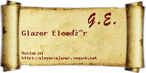 Glazer Elemér névjegykártya