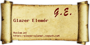 Glazer Elemér névjegykártya